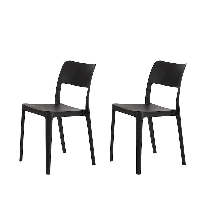 Resin Stackable All Weather Armless Chair, Set of 2