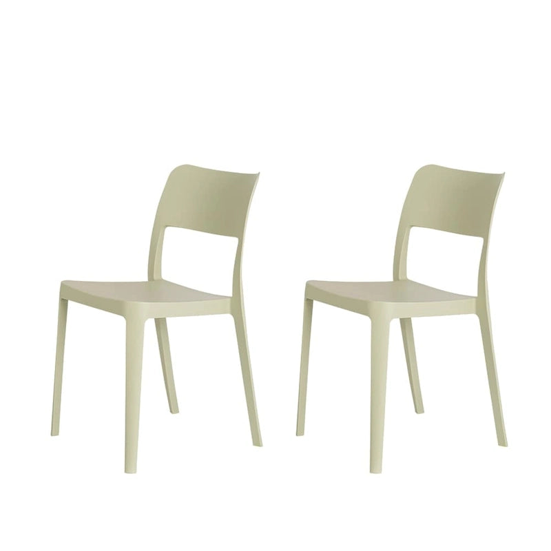Resin Stackable All Weather Armless Chair, Set of 2