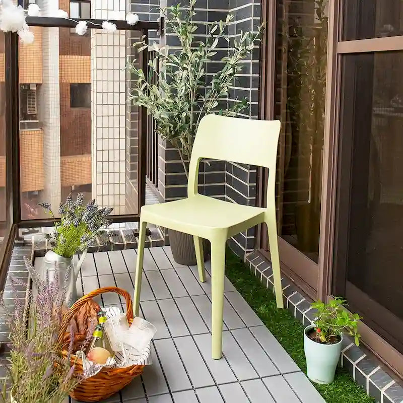 Resin Stackable All Weather Armless Chair, Set of 2
