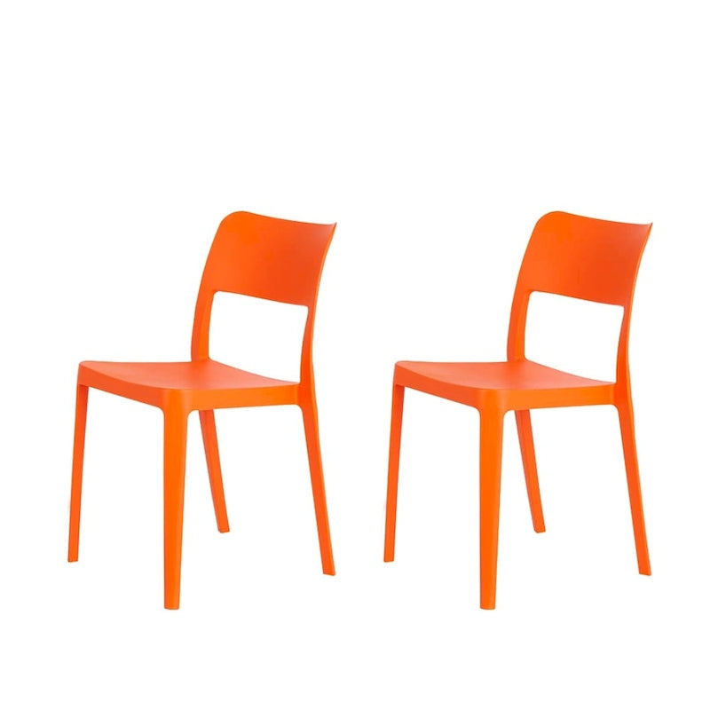 Resin Stackable All Weather Armless Chair, Set of 2