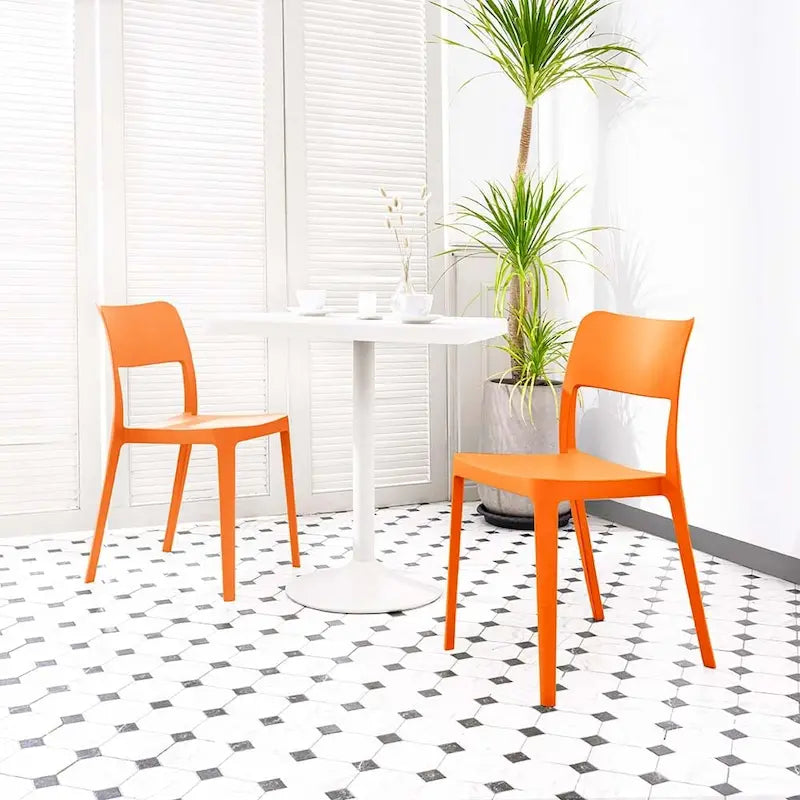 Resin Stackable All Weather Armless Chair, Set of 2