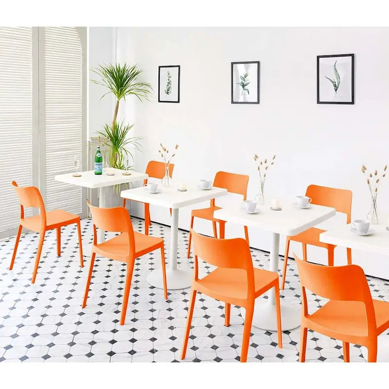 Resin Stackable All Weather Armless Chair, Set of 2