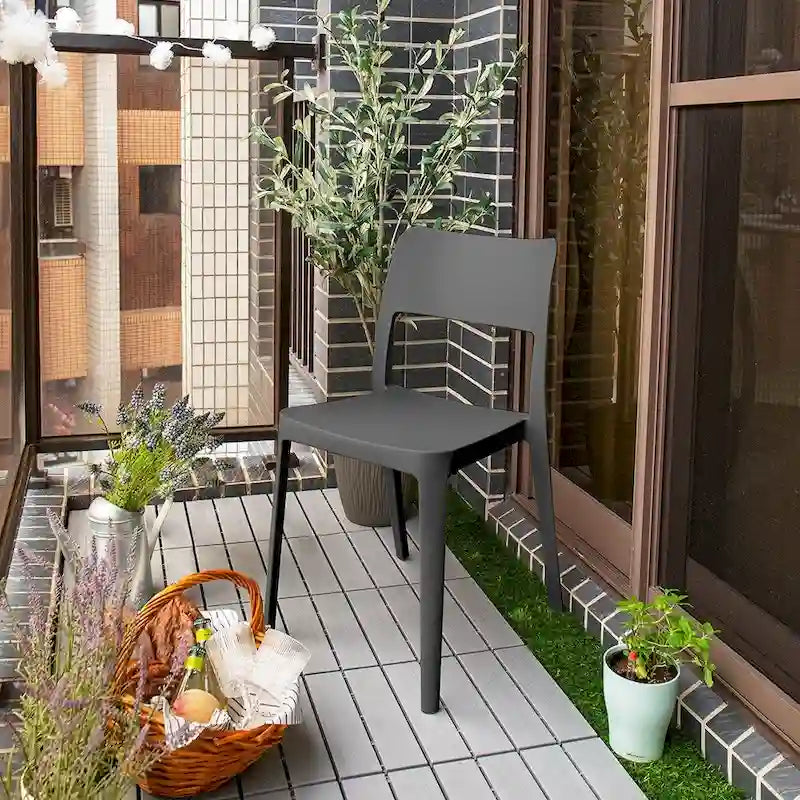 Resin Stackable All Weather Armless Chair, Set of 2