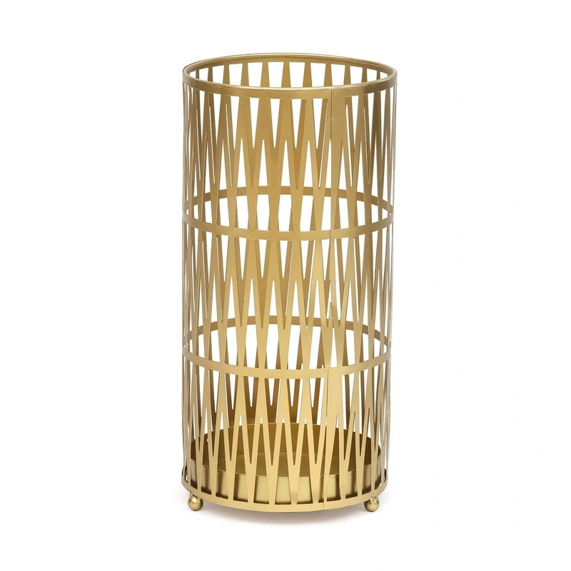Stand Gold / Black Round RackMetal Umbrella Cane Walk Stick Drip Tray - 9. 2x9. 2x19
