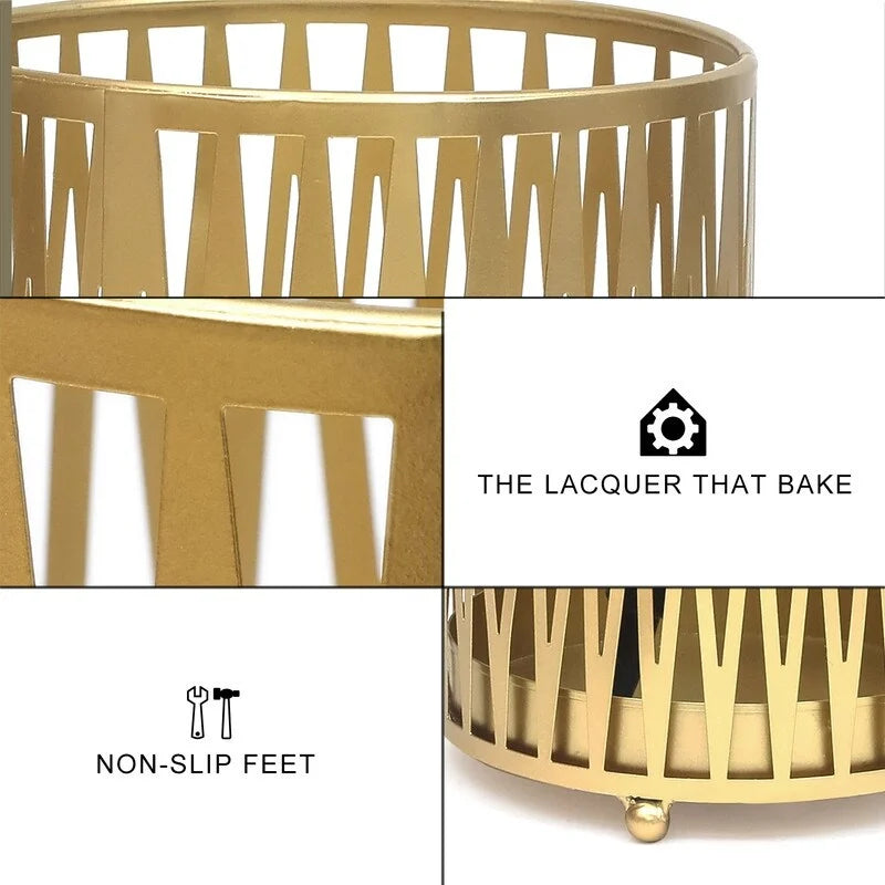 Stand Gold / Black Round RackMetal Umbrella Cane Walk Stick Drip Tray - 9. 2x9. 2x19