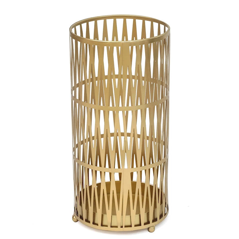 Stand Gold / Black Round RackMetal Umbrella Cane Walk Stick Drip Tray - 9. 2x9. 2x19