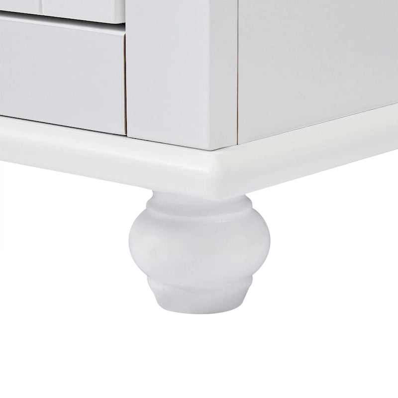 White Linen Cabinet with 3 Drawers and Adjustable Shelf