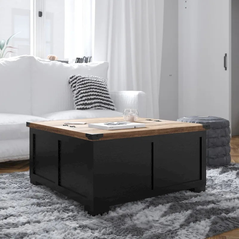 Farmhouse Coffee Table with Hinged Lift Top and Storage