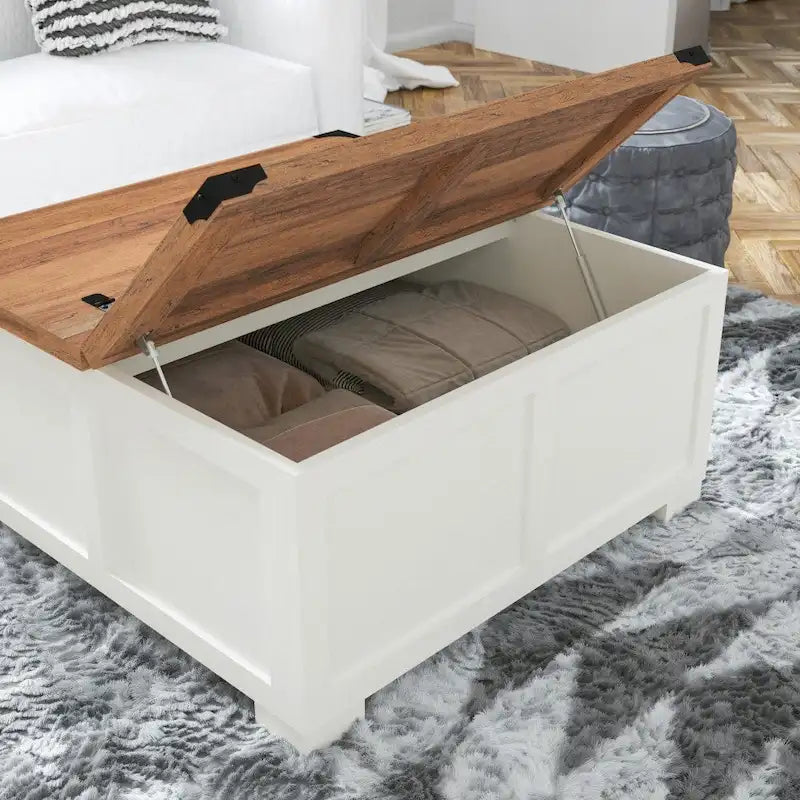 Farmhouse Coffee Table with Hinged Lift Top and Storage