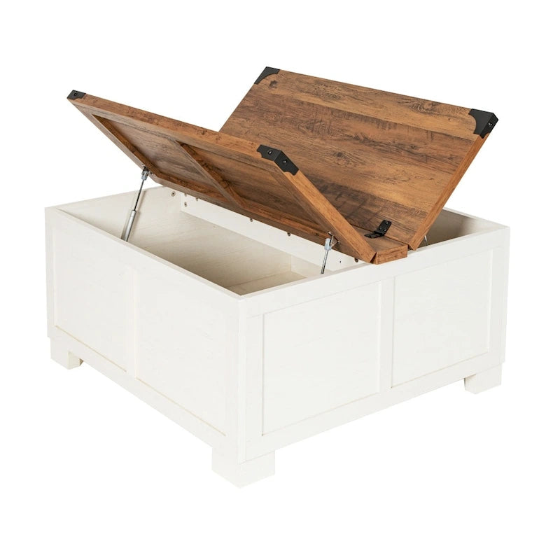Farmhouse Coffee Table with Hinged Lift Top and Storage
