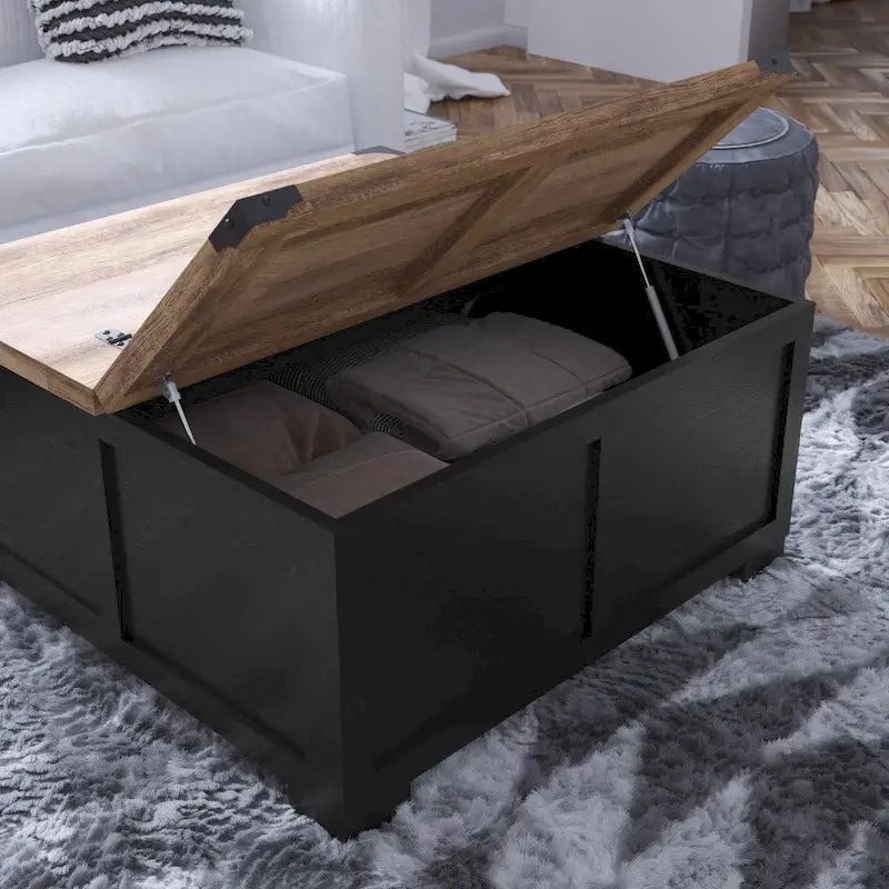 Farmhouse Coffee Table with Hinged Lift Top and Storage