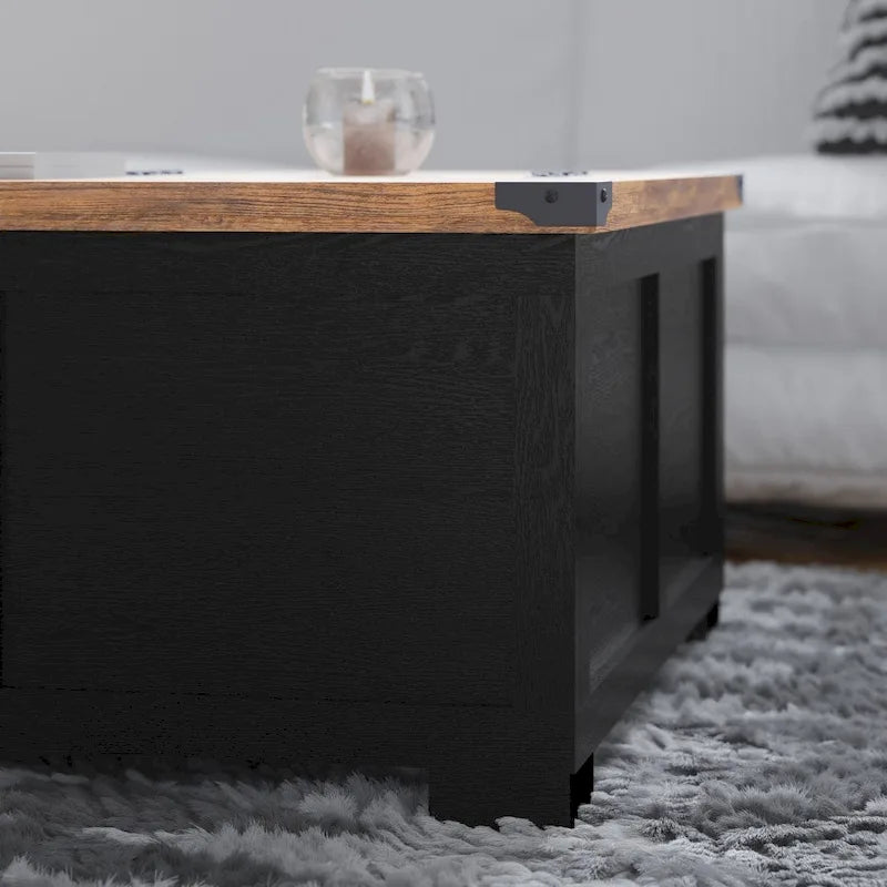 Farmhouse Coffee Table with Hinged Lift Top and Storage