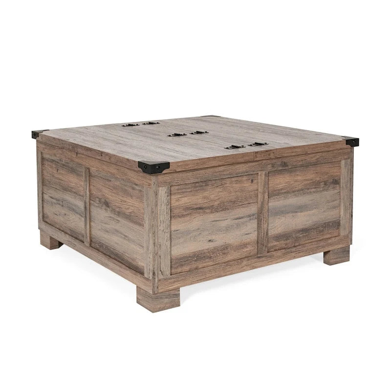 Farmhouse Coffee Table with Hinged Lift Top and Storage
