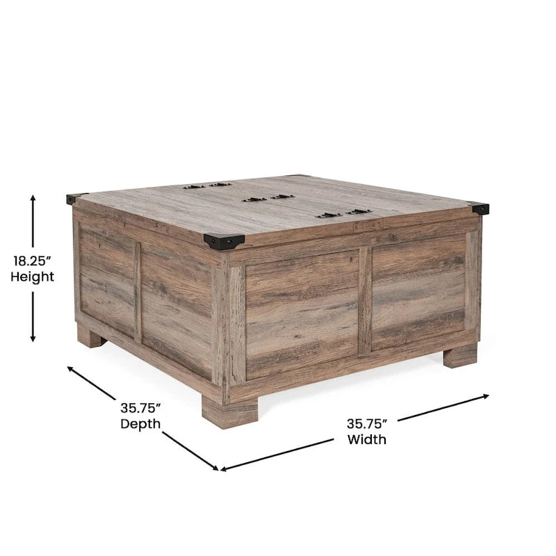 Farmhouse Coffee Table with Hinged Lift Top and Storage