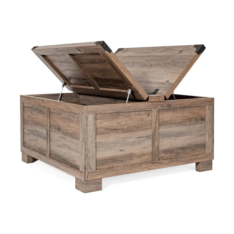 Farmhouse Coffee Table with Hinged Lift Top and Storage