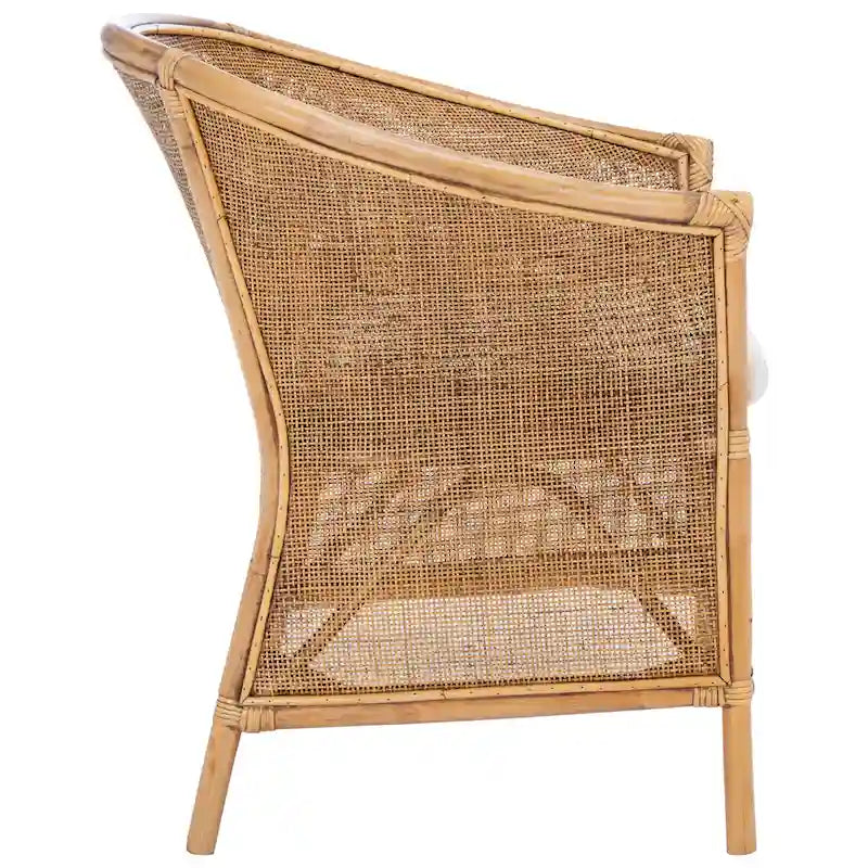 Rattan Honey Brown Accent Chair with Cushion - 29.9 W x 25.6 L x 31.5 H - 30Wx26Dx32H