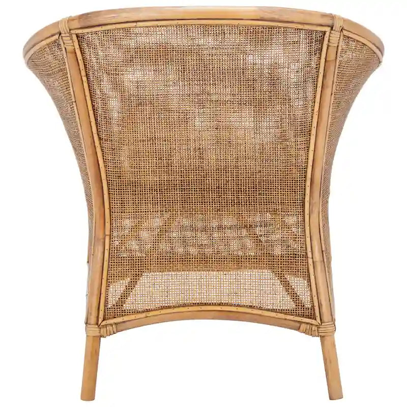 Rattan Honey Brown Accent Chair with Cushion - 29.9 W x 25.6 L x 31.5 H - 30Wx26Dx32H