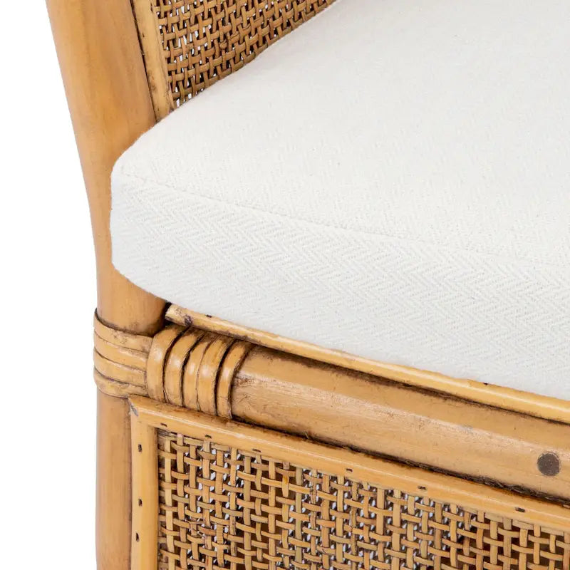 Rattan Honey Brown Accent Chair with Cushion - 29.9 W x 25.6 L x 31.5 H - 30Wx26Dx32H