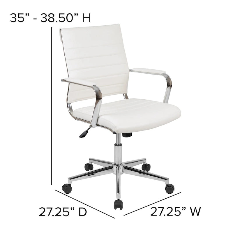 Mid-Back LeatherSoft Contemporary Ribbed Executive Swivel Office Chair
