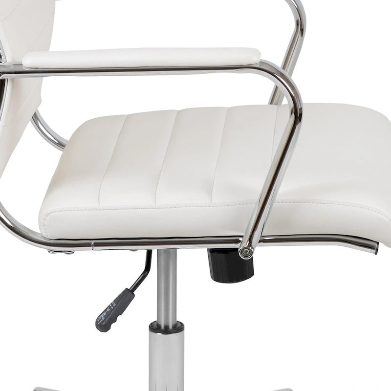 Mid-Back LeatherSoft Contemporary Ribbed Executive Swivel Office Chair