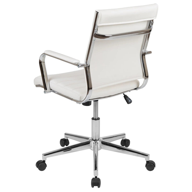Mid-Back LeatherSoft Contemporary Ribbed Executive Swivel Office Chair