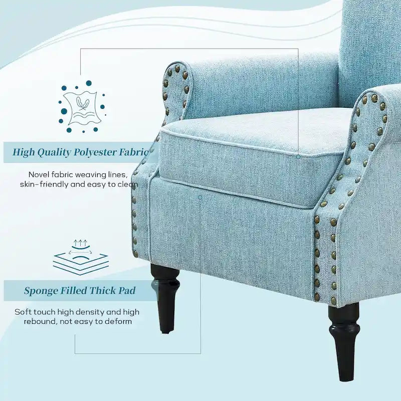 Mid-Century Modern Upholstered Accent chair with Solid Wood Legs