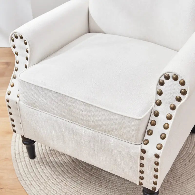 Mid-Century Modern Upholstered Accent chair with Solid Wood Legs