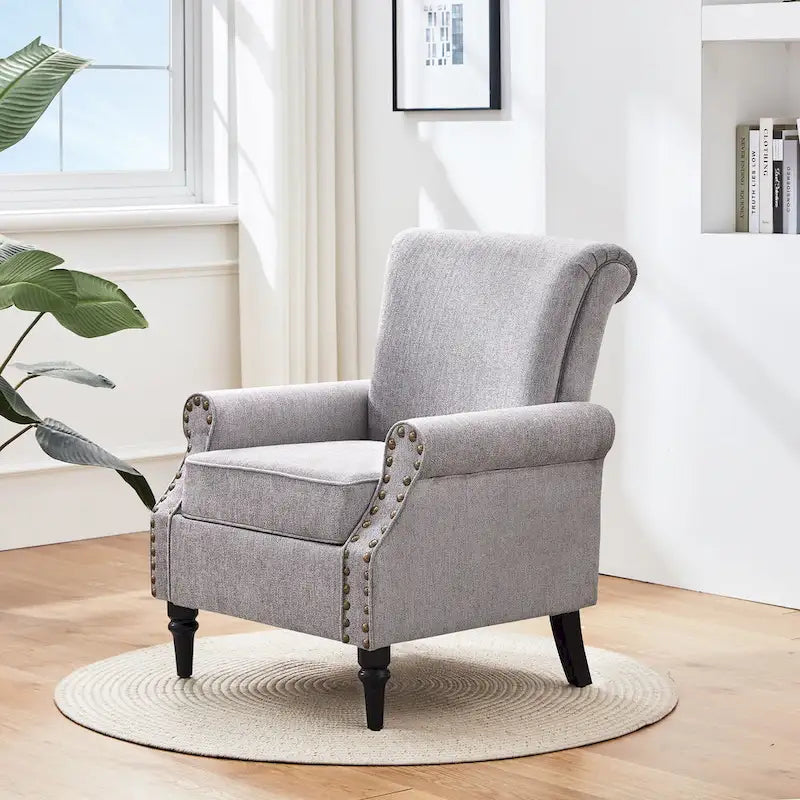 Mid-Century Modern Upholstered Accent chair with Solid Wood Legs