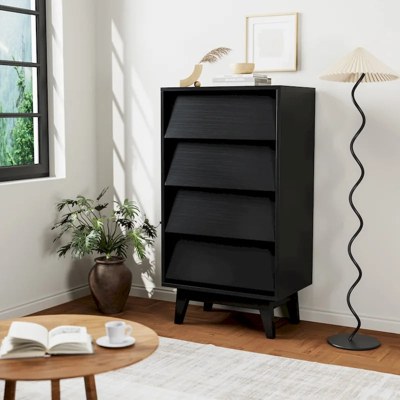 4-drawer Dresser Wood Tall Chest of Drawers for Bedroom Living Room