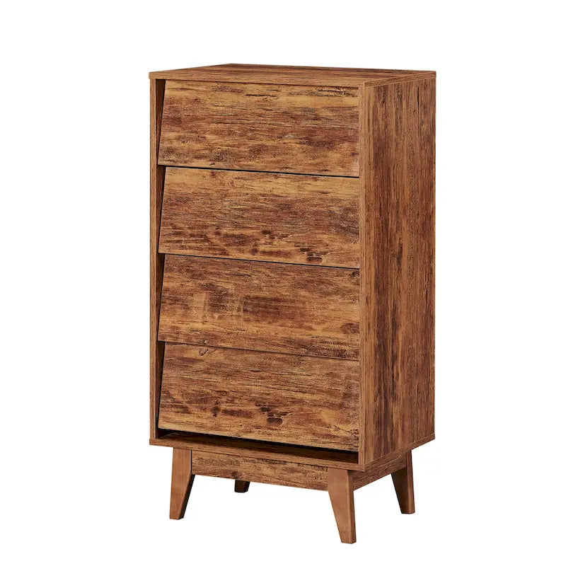4-drawer Dresser Wood Tall Chest of Drawers for Bedroom Living Room